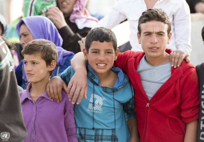boys at a syrian refugee camp in lebanon