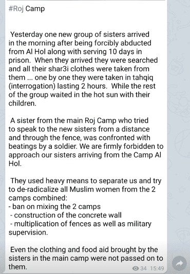 ISIS-Linked Digital Activism and Sympathy-Raising on Behalf of ISIS Women Held in SDF Camps Homeland Security Today