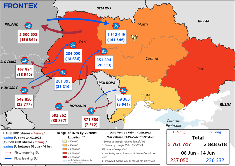 5,7 milioane de ucraineni au fugit în UE