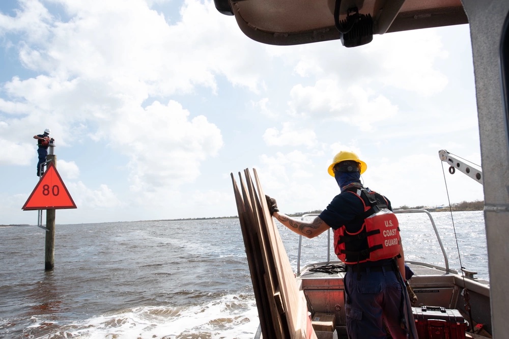 Coast Guard Monitors Oil Spill Response Near Lake Charles, Louisiana