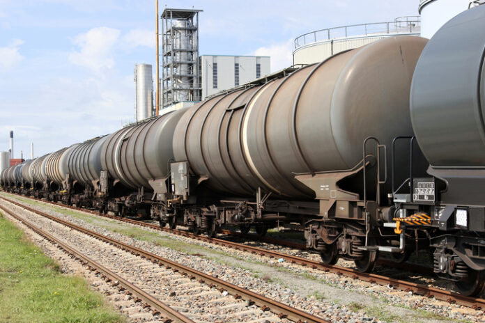 tank cars at oil depot