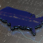 America Map, Abstract, Futuristic, Digital, Tech, Network, Pixelate 3D Earth World Map Background