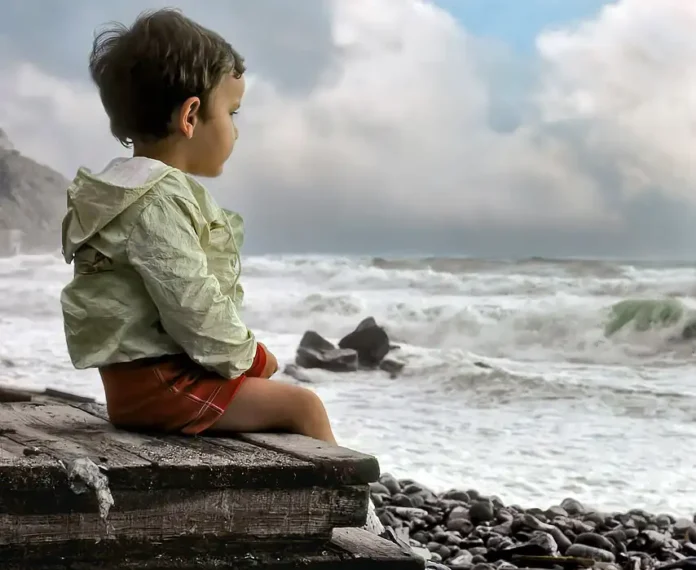 child coast rough seas