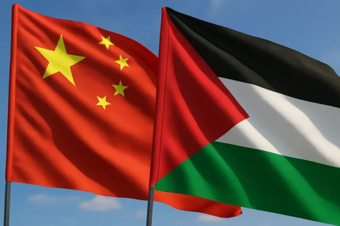 China and Palestine flags