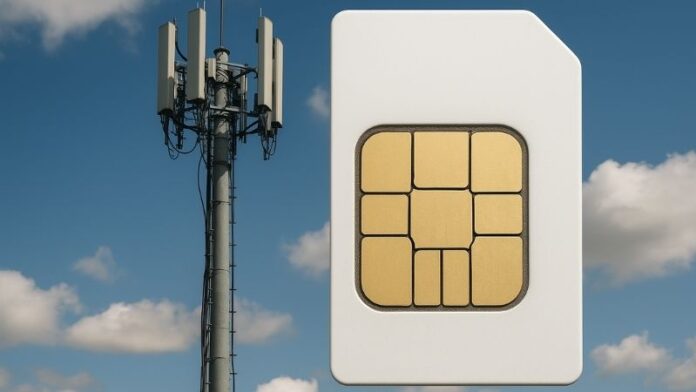 mobile cell tower, SIM card,