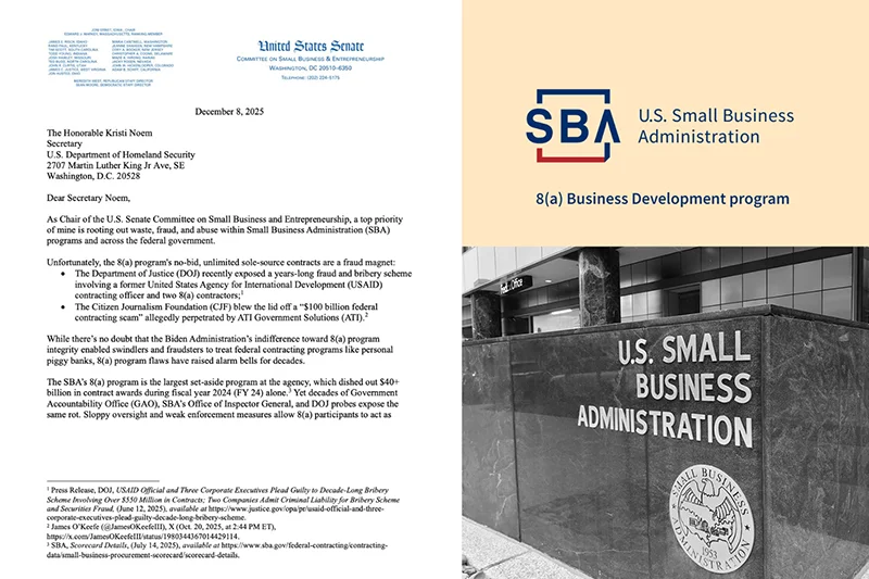 Sen. Ernst Pushes Agencies to Halt 8(a) Contracts After SBA Demands Financial Records
