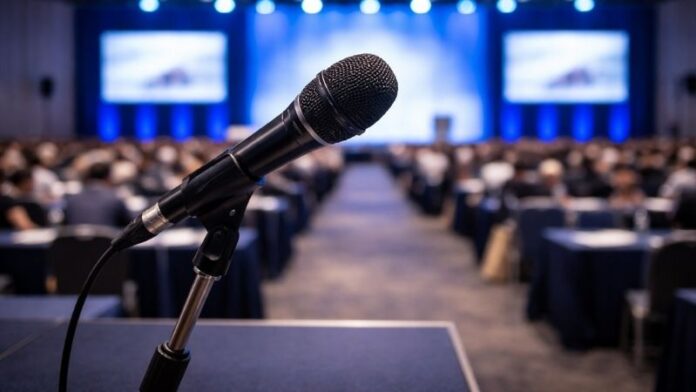 stage, microphone, conference