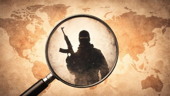 Terrorism perspective, magnifying glass