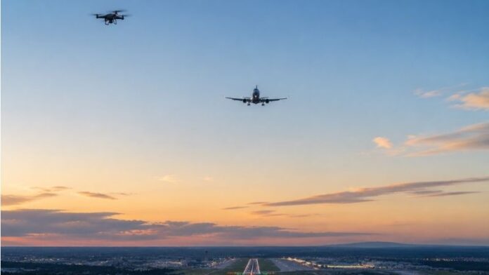 drone, airport, airplane, UAV
